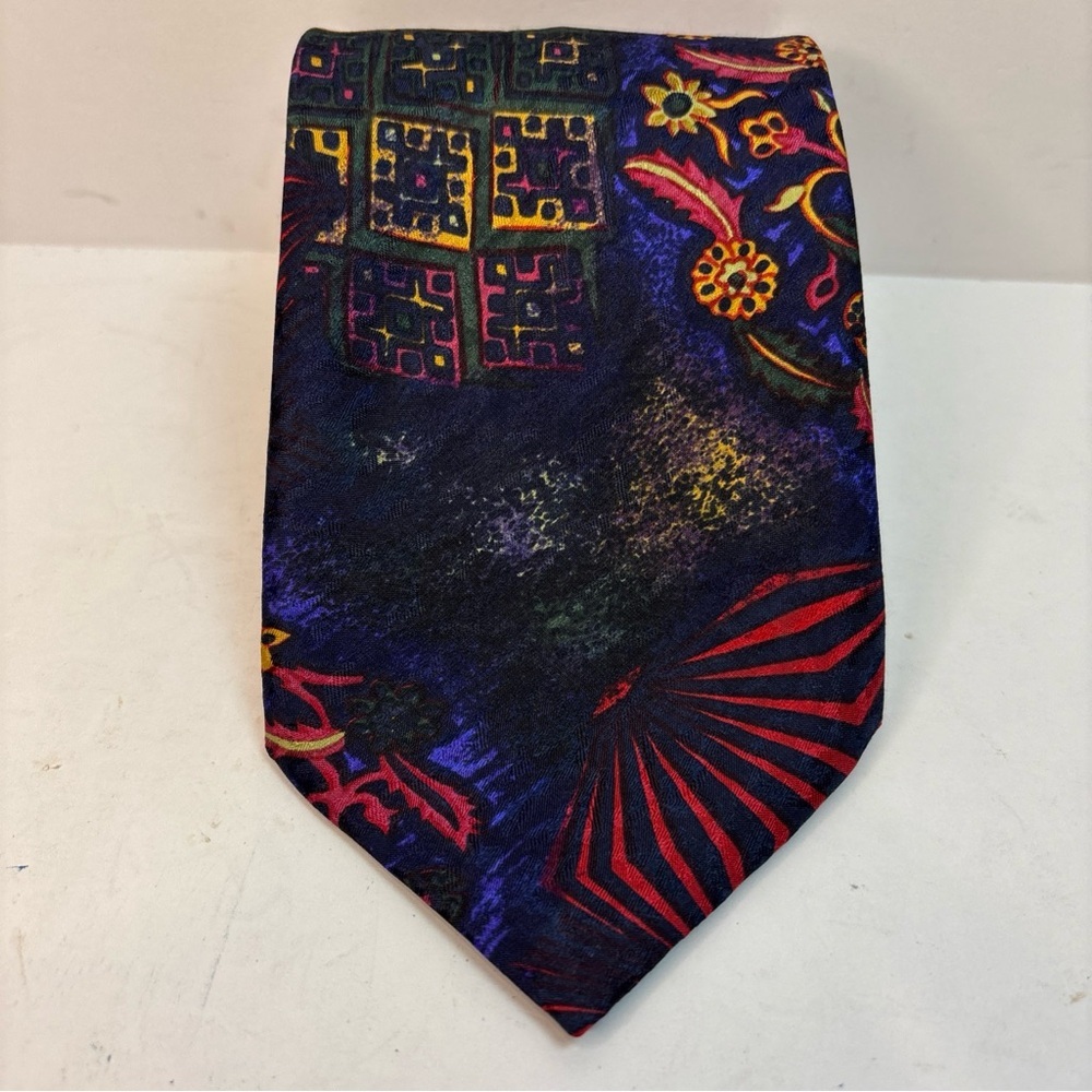 Jacques Ploenes Tie Abstract Silk Germany Bold Vintage 90s Colorful 58" Necktie